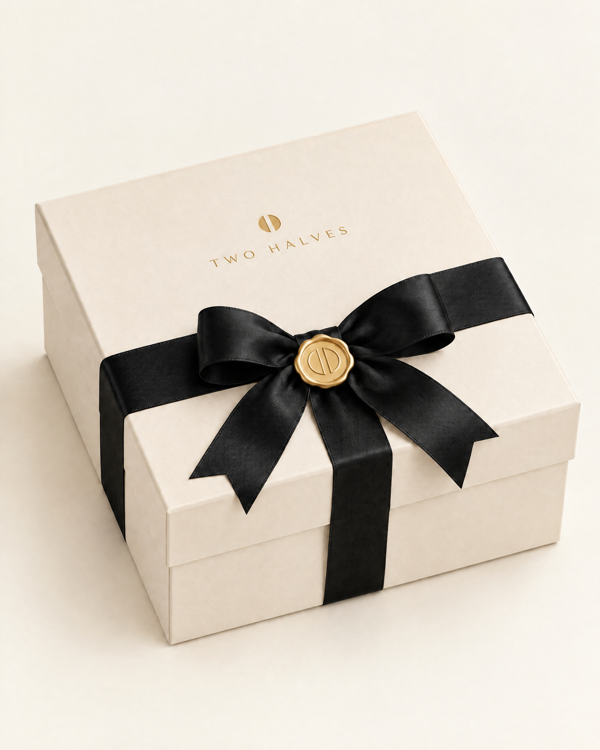 Gift box with black satin ribbon