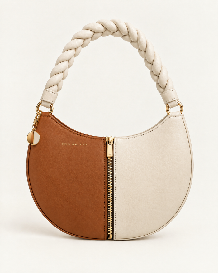 Cognac and cream Two Halves bag